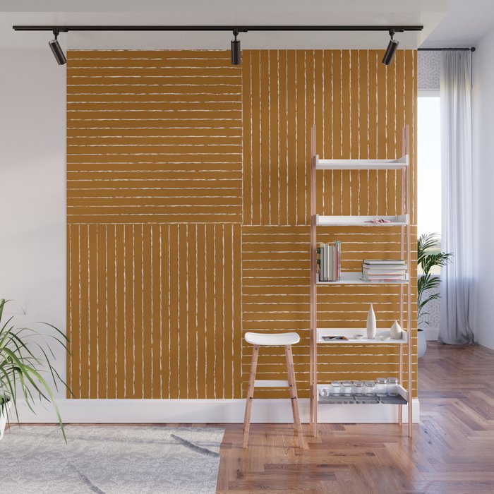 Lines III (Golden Brown) Wall Mural Gallery Image 1