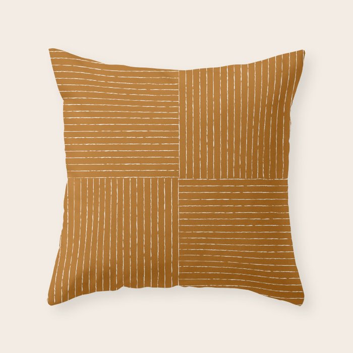 Lines III (Golden Brown) Throw Pillow Gallery Image 1