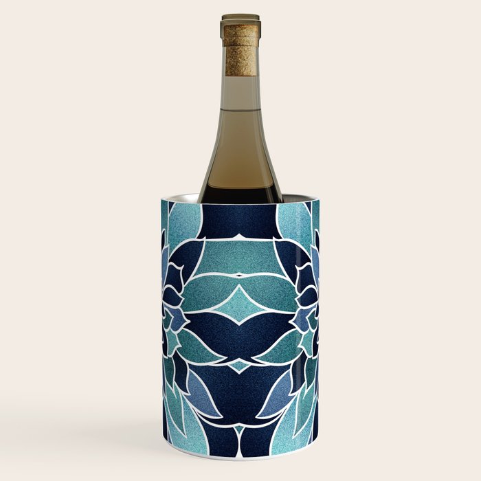 Festive, Flower Bloom, Navy Blue and Teal Wine Chiller Gallery Image 1