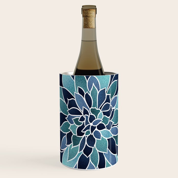 Festive, Flower Bloom, Navy Blue and Teal Wine Chiller Gallery Image 3