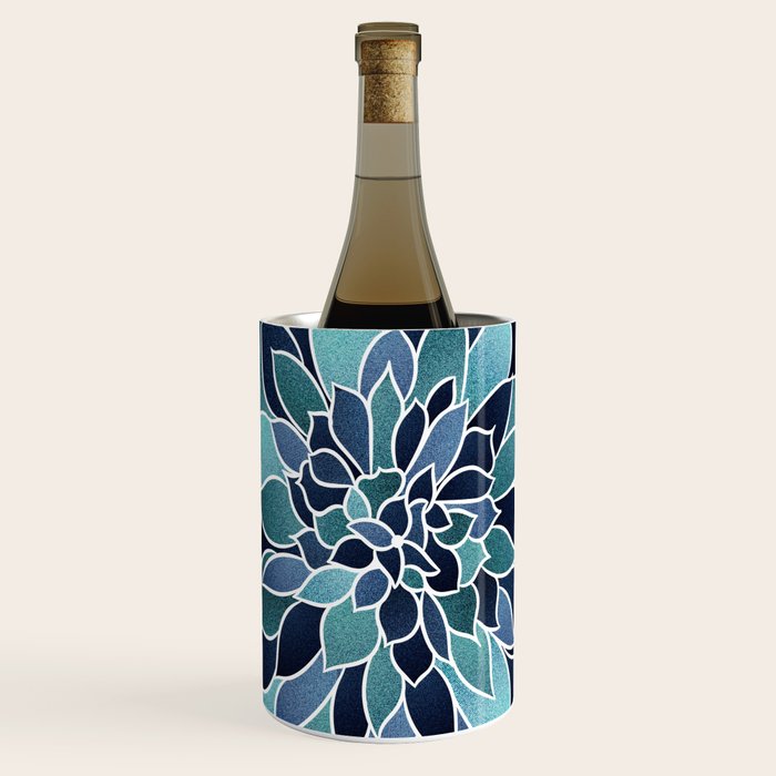Festive, Flower Bloom, Navy Blue and Teal Wine Chiller Gallery Image 2