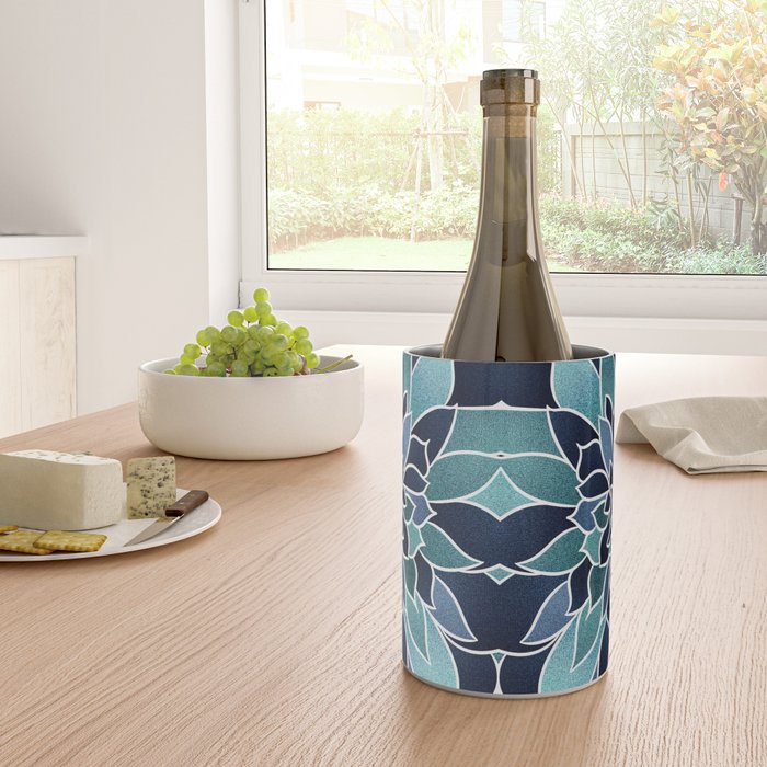 Festive, Flower Bloom, Navy Blue and Teal Wine Chiller Gallery Image 4
