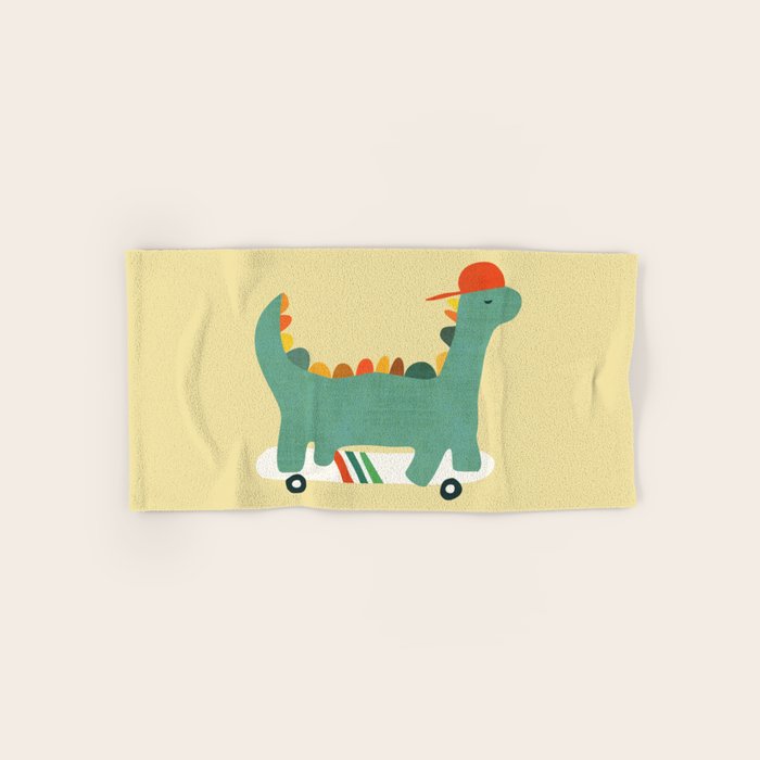 Dinosaur on retro skateboard Bath Towel Gallery Image 1