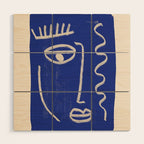 Abstract Face 23 Cobalt Blue Wood Wall Art Gallery Image 1