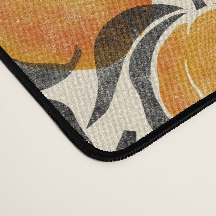 Peaches - marigold & black Desk Mat Gallery Image 4
