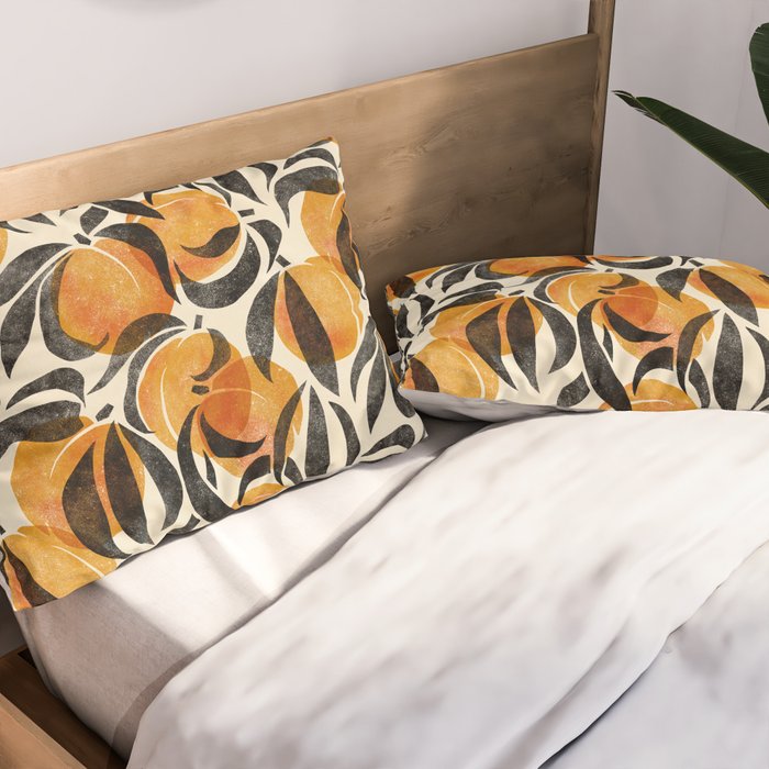 Peaches - marigold & black Pillow Sham Gallery Image 2
