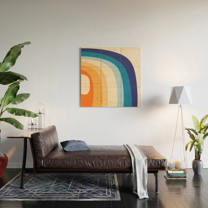 Rainbow rings - retro Wood Wall Art Gallery Image 2
