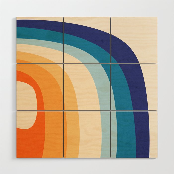 Rainbow rings - retro Wood Wall Art Gallery Image 1