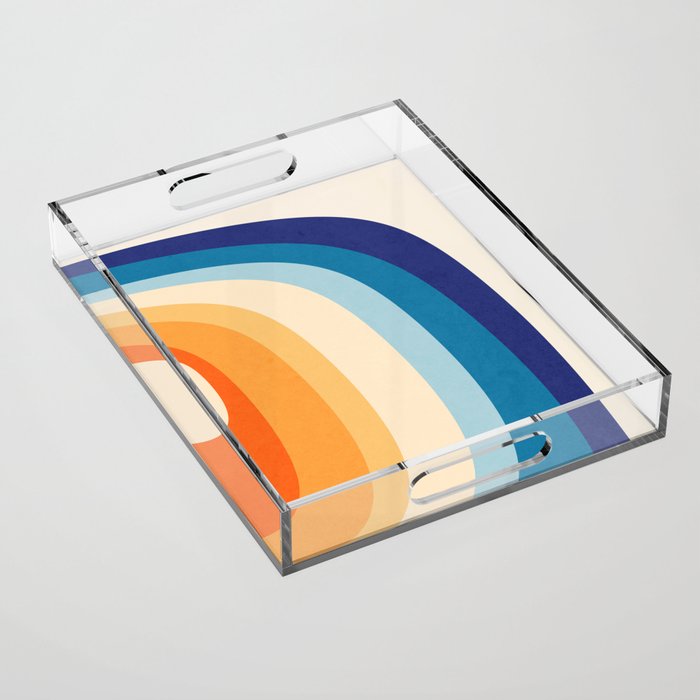 Rainbow rings - retro Acrylic Tray Gallery Image 1