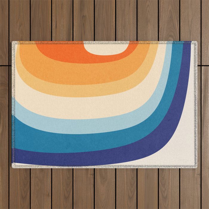 Rainbow rings - retro Outdoor Rug Gallery Image 1