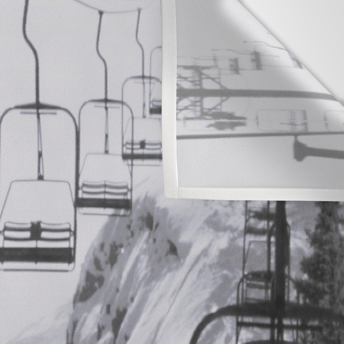 All the Lifts at Aspen Are Chairlifts. This One Is Going Up 11,800 Feet on Aspen Highlands Mountain, Highest Ski Area at Aspen, Colorado black and white photograph Wall Tapestry Gallery Image 3