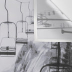 All the Lifts at Aspen Are Chairlifts. This One Is Going Up 11,800 Feet on Aspen Highlands Mountain, Highest Ski Area at Aspen, Colorado black and white photograph Wall Tapestry Gallery Image 3