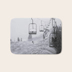 All the Lifts at Aspen Are Chairlifts. This One Is Going Up 11,800 Feet on Aspen Highlands Mountain, Highest Ski Area at Aspen, Colorado black and white photograph Bath Mat Gallery Image 1