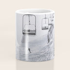 All the Lifts at Aspen Are Chairlifts. This One Is Going Up 11,800 Feet on Aspen Highlands Mountain, Highest Ski Area at Aspen, Colorado black and white photograph Coffee Mug Gallery Image 4