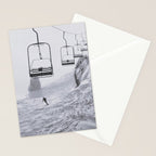All the Lifts at Aspen Are Chairlifts. This One Is Going Up 11,800 Feet on Aspen Highlands Mountain, Highest Ski Area at Aspen, Colorado black and white photograph Stationery Card Gallery Image 2
