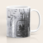 All the Lifts at Aspen Are Chairlifts. This One Is Going Up 11,800 Feet on Aspen Highlands Mountain, Highest Ski Area at Aspen, Colorado black and white photograph Coffee Mug Gallery Image 1