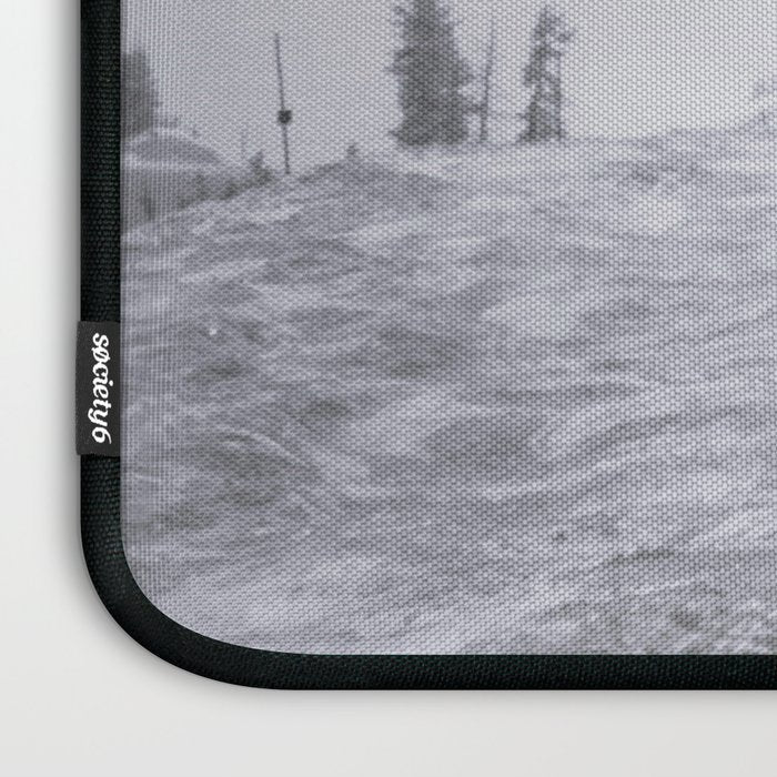 All the Lifts at Aspen Are Chairlifts. This One Is Going Up 11,800 Feet on Aspen Highlands Mountain, Highest Ski Area at Aspen, Colorado black and white photograph Laptop Sleeve Gallery Image 3