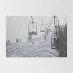 All the Lifts at Aspen Are Chairlifts. This One Is Going Up 11,800 Feet on Aspen Highlands Mountain, Highest Ski Area at Aspen, Colorado black and white photograph Rug Gallery Image 2