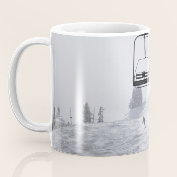 All the Lifts at Aspen Are Chairlifts. This One Is Going Up 11,800 Feet on Aspen Highlands Mountain, Highest Ski Area at Aspen, Colorado black and white photograph Coffee Mug Gallery Image 3