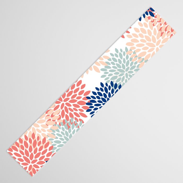 Floral Blooms, Coral, Navy, Aqua Table Runner Gallery Image 3