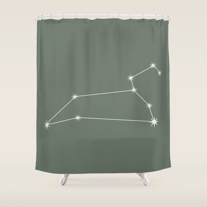 Leo Zodiac Star Constellation Line Art Sage Shower Curtain Gallery Image 1