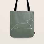 Leo Zodiac Star Constellation Line Art Sage Tote Bag Gallery Image 1