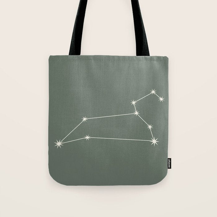 Leo Zodiac Star Constellation Line Art Sage Tote Bag Gallery Image 1