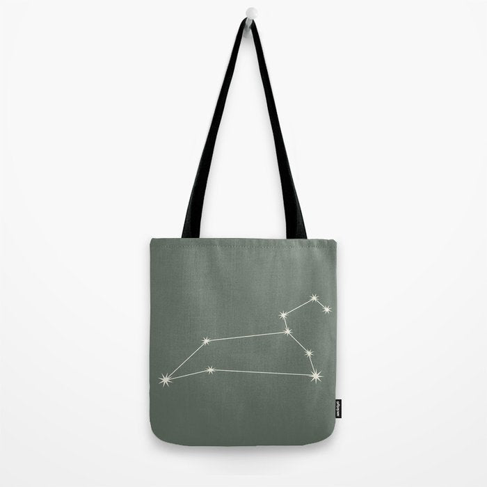 Leo Zodiac Star Constellation Line Art Sage Tote Bag Gallery Image 2
