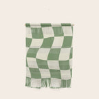 Wavy Checkerboard (Green Beige) Wall Hanging Gallery Image 1