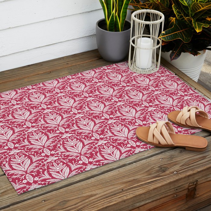 Tropical Paradise . Viva Magenta Outdoor Rug Gallery Image 2