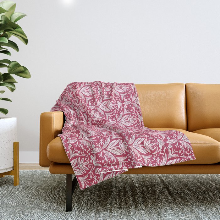 Tropical Paradise . Viva Magenta Throw Blanket Gallery Image 1