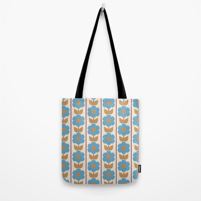 Cozy Country Vintage Floral Jonnty Flowers and Stripes Pattern Tote Bag Gallery Image 2