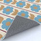 Cozy Country Vintage Floral Jonnty Flowers and Stripes Pattern Rug Gallery Image 4