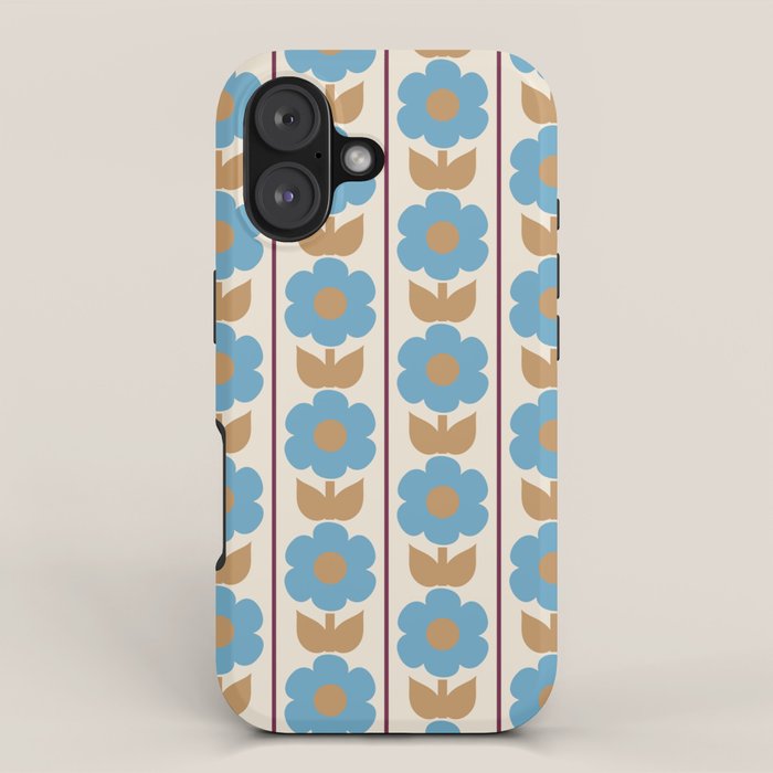 Cozy Country Vintage Floral Jonnty Flowers and Stripes Pattern iPhone Case Gallery Image 1