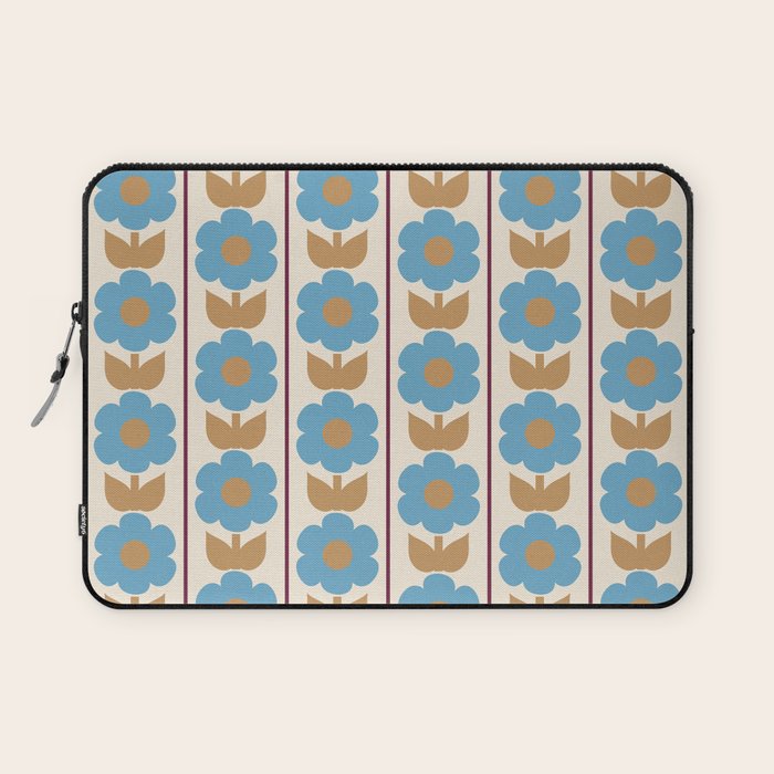 Cozy Country Vintage Floral Jonnty Flowers and Stripes Pattern Laptop Sleeve Gallery Image 1