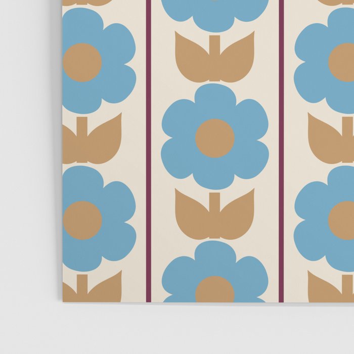 Cozy Country Vintage Floral Jonnty Flowers and Stripes Pattern Poster Gallery Image 3