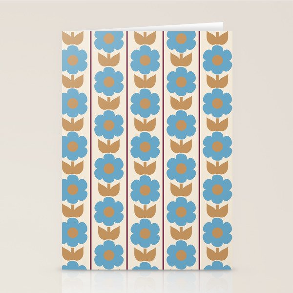 Cozy Country Vintage Floral Jonnty Flowers and Stripes Pattern Stationery Card Gallery Image 2