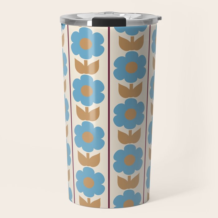 Cozy Country Vintage Floral Jonnty Flowers and Stripes Pattern Travel Mug Gallery Image 1