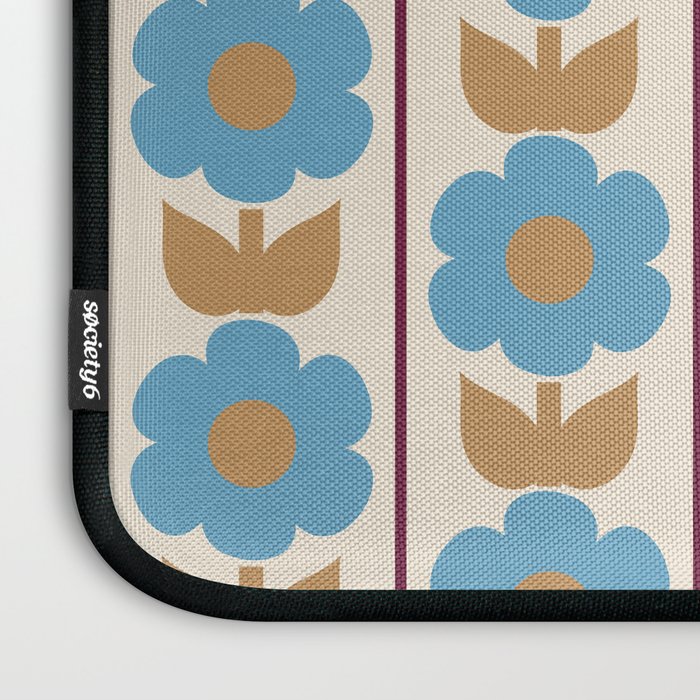 Cozy Country Vintage Floral Jonnty Flowers and Stripes Pattern Laptop Sleeve Gallery Image 3