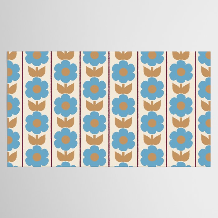 Cozy Country Vintage Floral Jonnty Flowers and Stripes Pattern Tablecloth Gallery Image 2