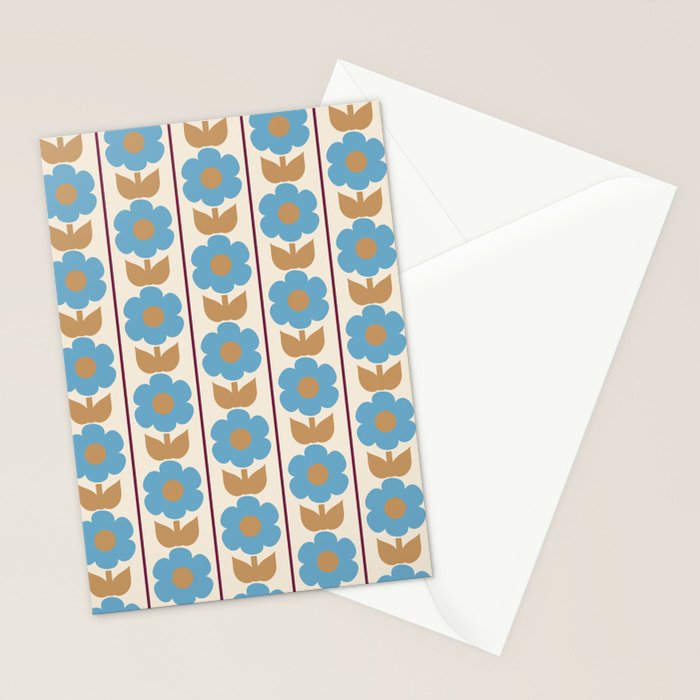 Cozy Country Vintage Floral Jonnty Flowers and Stripes Pattern Stationery Card Gallery Image 2