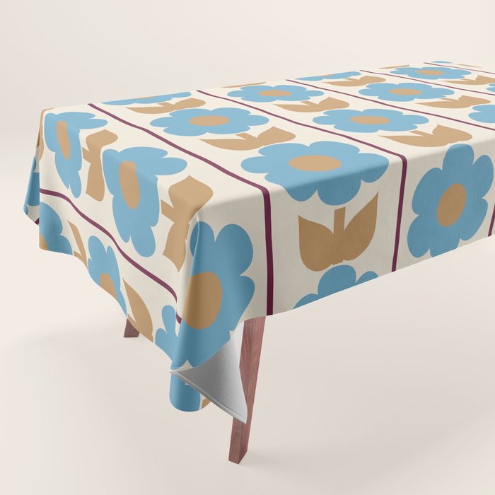 Cozy Country Vintage Floral Jonnty Flowers and Stripes Pattern Tablecloth Gallery Image 1
