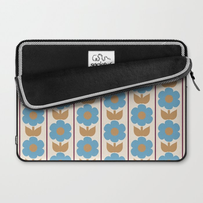 Cozy Country Vintage Floral Jonnty Flowers and Stripes Pattern Laptop Sleeve Gallery Image 2