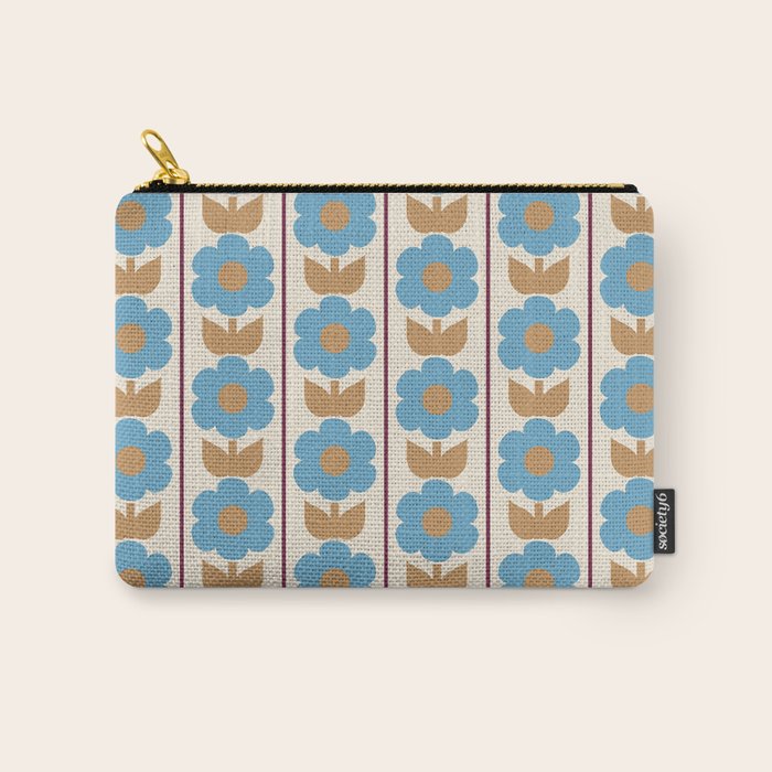 Cozy Country Vintage Floral Jonnty Flowers and Stripes Pattern Carry All Pouch Gallery Image 1