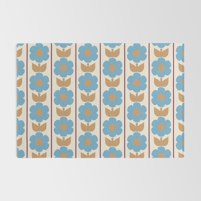 Cozy Country Vintage Floral Jonnty Flowers and Stripes Pattern Rug Gallery Image 2