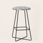 Cozy Country Vintage Floral Jonnty Flowers and Stripes Pattern Stool Gallery Image 1