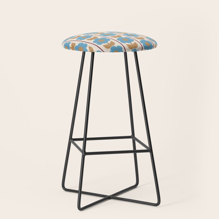 Cozy Country Vintage Floral Jonnty Flowers and Stripes Pattern Stool Gallery Image 1