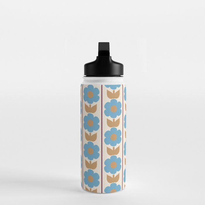 Cozy Country Vintage Floral Jonnty Flowers and Stripes Pattern Water Bottle Gallery Image 3