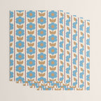 Cozy Country Vintage Floral Jonnty Flowers and Stripes Pattern Wrapping Paper Gallery Image 3