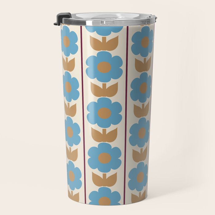 Cozy Country Vintage Floral Jonnty Flowers and Stripes Pattern Travel Mug Gallery Image 3